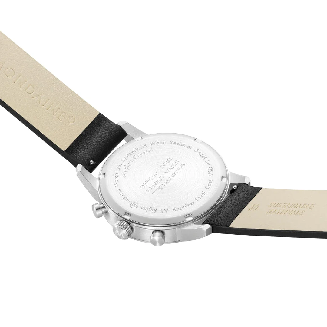 NEO, Brushed Steel, 41 mm, Black Vegan Grape Leather - Image 3
